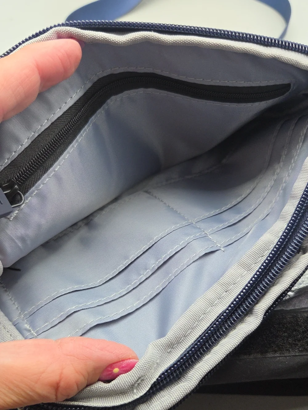 IHKWIP navy crossbody bag  textured nylon finish